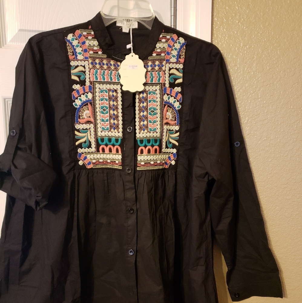 Velzera embroidered button up blouse